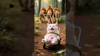Naughty Kitten steals lion cub and Lion take revenge