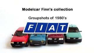 Fiat cars from 1980s, groupshots in 1/43 scale