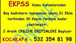 EKPSS ile heryıl Kamu Kurumlarından 31 Ekim tarihine kadar istenen boş kontenjan sayıları 30 Kasım'a