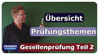 Übersicht Prüfungsthemen (Aufgaben und Rechnungen) - Prüfungsvorbereitung - Gesellenprüfung Teil 2