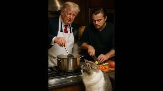 Donald Trump & DiCaprio Cook for a Cat | Kitchen Chaos & Cuteness ‍