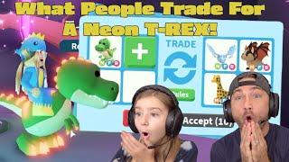 What People Trade For A NEON T-REX!! Roblox Adopt Me!!