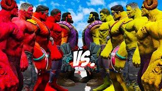 TEAM RED HULK VS TEAM YELLOW HULK - HULK BATTLE - EPIC SUPERHEROES WAR