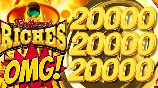 OMG!! RARE $200 COIN DROPS!  RAILROAD RICHES Slot Machine (SEGA SAMMY)