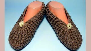 Следки крючком для начинающих. Очень просто!  Crochet slippers.