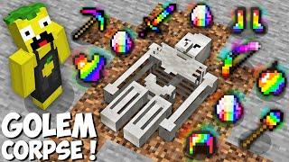 I found THE CORPSE OF A RAINBOW GOLEM in Minecraft ! SECRET DEAD GOLEM !