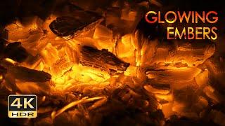 4K HDR Glowing Embers - Gentle Fire Crackles - Sounds for Sleeping - Fireplace Relaxation - 10 Hours