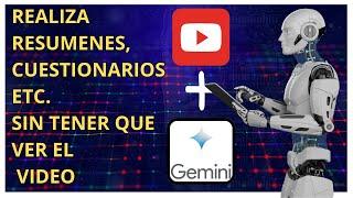 COMO REALIZAR RESUMENES, CUESTIONARIOS DE UN VIDEO DE YOUTUBE CON INTELIGENCIA ARTIFICIAL 2024 | IA