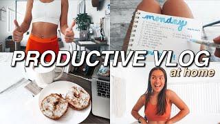 PRODUCTIVE DAY IN MY LIFE AT HOME | Monday Vlog, Workout, To-Do List, Homework, YouTube Work, etc!