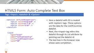 043 HTML5 Auto Complete Text Field Using DataList & Option Tags