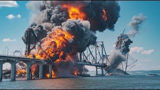 13 Minutes Ago: Ukrainian F-16 destroys Crimean Bridge with 79-ton bomb!