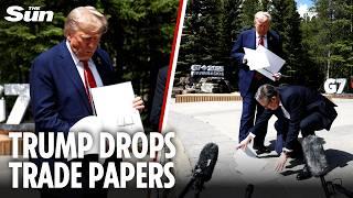 Trump DROPS US-UK trade deal paperwork in front of Starmer at G7 before leaving event early