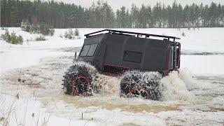 Вездеход Тайфун Выходит из Воды на Лёд? ДА! БЕЗ ПРОБЛЕМ! Грязь Вода Снег Лёд - Настоящий Вездеход!