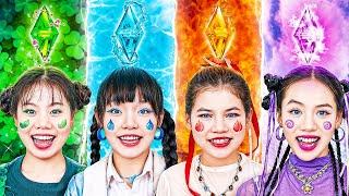 Poor Earth Vs Rich Fire Vs Giga Rich Air Vs Normal Water At Makeover Contest!