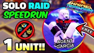 Solo Speedrun RED ONE HANGAR Raid with 1 Unit Only | Anime Defenders Roblox Update 8