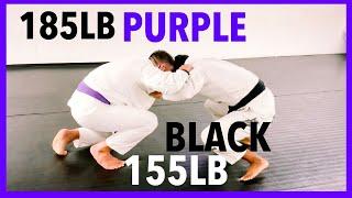 How To Control Bigger Opponents After Passing The Guard | 185lb Purple Belt Vs 155lb Black Belt