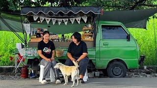 Cafe Vlog Mini Coffee Shop Truck Bar Young Girl Barista Work Hard Dream Mobile Small Business Relax