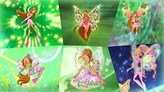 Winx Club - Flora All Full Transformations up to Tynix! HD!