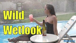 Wetlook girl in dress | Wetlook girl in tights and heels in pool | Wetlook wet hair