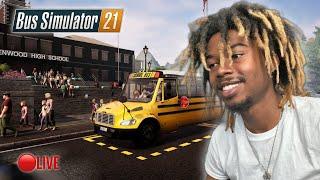 BUS SIMULATOR 21 NEXT STOP LIVE! SCHOOL BUS DLC!! 2ND DAY ON THE JOB! ROAD TO 500 SUBS!