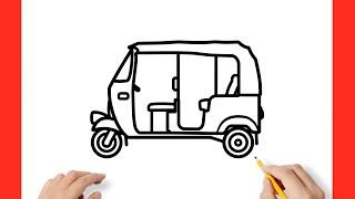 Drawing an AUTO RICKSHAW step by step / how to draw tuk-tuk easy