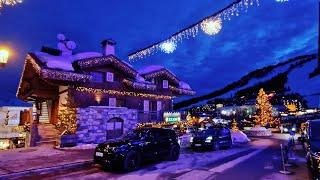 4K  COURCHEVEL is a famous luxury resort /Walk and fireworks 