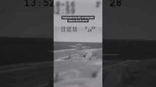 INCREDIBLE Navy E2C Hawkeye skilled recovery after cable snaps ! #plane #E2C #hawkeye