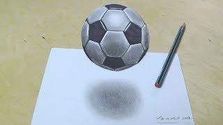 How to Draw Soccer Football - Drawing 3d Floating Soccer Ball - Vamos