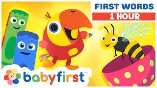 Toddler Learning Video with Color Crew & Larry | 1 Hour Video | First Words for Kids | BabyFirst TV