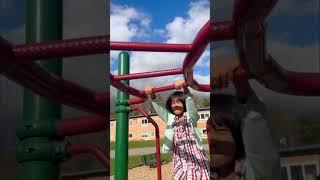 Beautiful 6 Year Old Girl Climbs on the Monkey Bars ... Playground challenge with monkey bar.