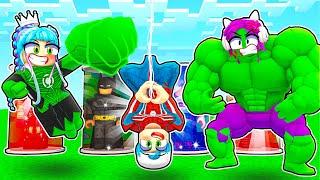 ROBLOX SUPERHERO TYCOON With Dad and Little Sister!