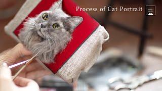 A process of making a cat with wool felt