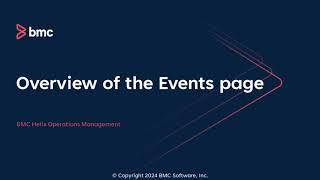 Overview of the Events page in BMC Helix Operations Management