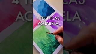 4 técnicas fundamentales en acuarela  | #shorts #arte #acuarela #watercolor #watercolorpainting