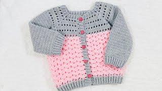 Easy crochet cardigan sweater for girls 4-6 years + more sizes
