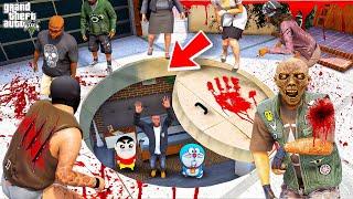 Franklin & Shin chan Hide in Their Bunker to Escape From ‘ZOMBIE APOCALYPSE’￼ in GTA 5 in Telugu