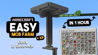 EASIEST Mob XP Farm in Minecraft - 1100 Items Per Hour - Java and Bedrock Tutorial