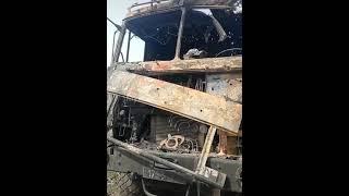 Уничтоженный МАЗ ВСУ на Донбассе. Destroyed MAZ of the Armed Forces of Ukraine in Donbass.