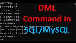 DML Command in SQL | Data Manipulation Language  in SQL | Database Language