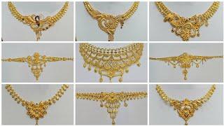 Latest 22k gold jewellery design collection with weight and price/Gold necklace design/Gold necklace