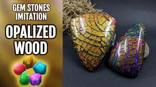 DIY Opalized Wood stone. Polymer Clay Realistic Gemstone imitation technique. VIDEO Tutorial!