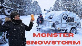 Teardrop Trailer buried in 40 inches of Snow | Winter Camping MONSTER SNOWSTORM in Upper Peninsula