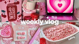 weekly vlog  valentines day decor, study vlog, cute nails, trying japanese snacks