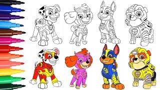 Paw Patrol Coloring Pages | Mighty Pups Chase, Rubble, Skye, Marshall | #pawpatrol