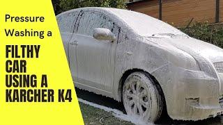 Pressure Washing a Filthy Car Using a Karcher K4 Pressure Washer and MJJC foam cannon S V3.0