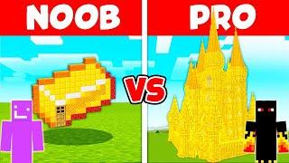 NOOB vs PRO: GOLDEN CASTLE HOUSE Build Challenge in Minecraft!