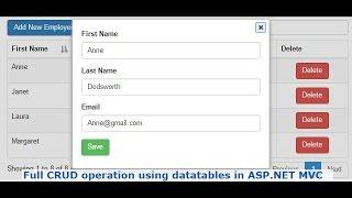 Full CRUD operation using datatables in ASP.NET MVC