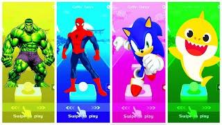 Tiles hop   Hulk vs Spider Man vs Sonic vs Baby shark #67