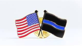 Thin Blue Line Flag and American Flag Pin