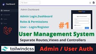 Laravel User Management System | Roles and Permissions | User Login and register | Part #1 IN HINDI